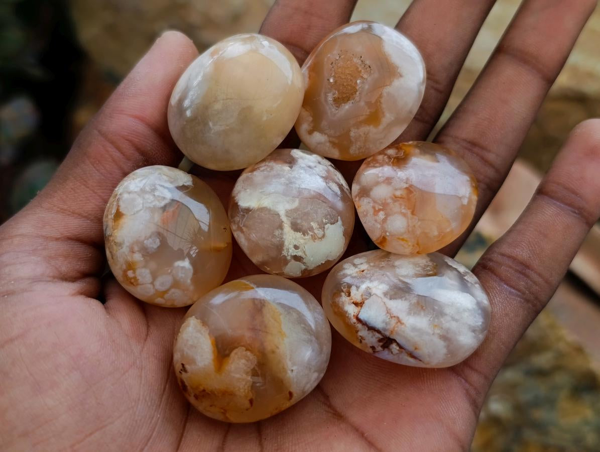 Polished Flower Agate Cabochons x 70 From Antsahalova, Madagascar - Toprock Gemstones and Minerals 