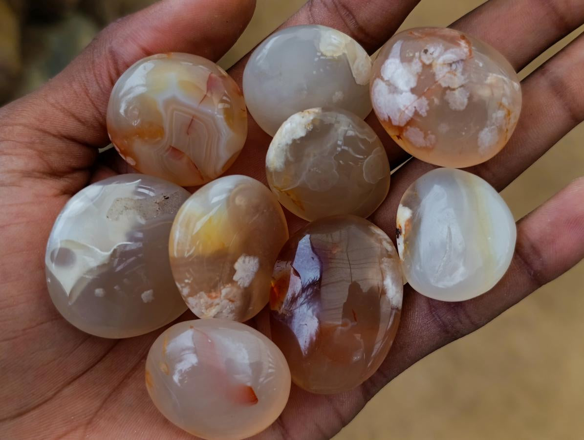 Polished Flower Agate Cabochons x 70 From Antsahalova, Madagascar - Toprock Gemstones and Minerals 