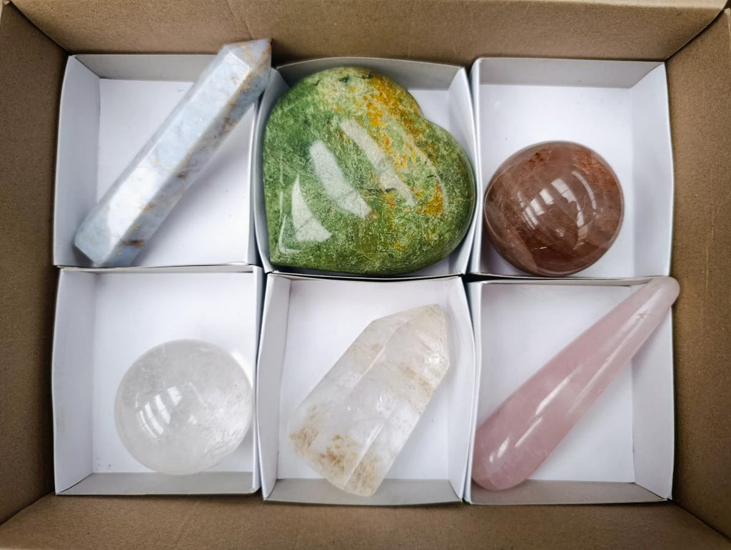 Polished Multi Minerals x 6 From Madagascar - Toprock Gemstones and Minerals 