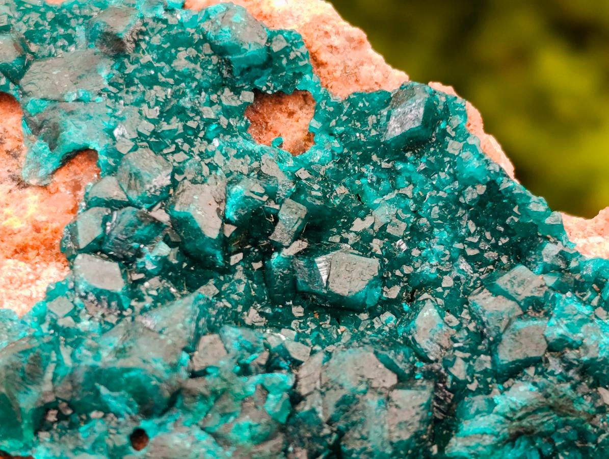 Natural Large Dioptase on Peach Dolomite Specimen x 1 From Tantara, Congo - Toprock Gemstones and Minerals 