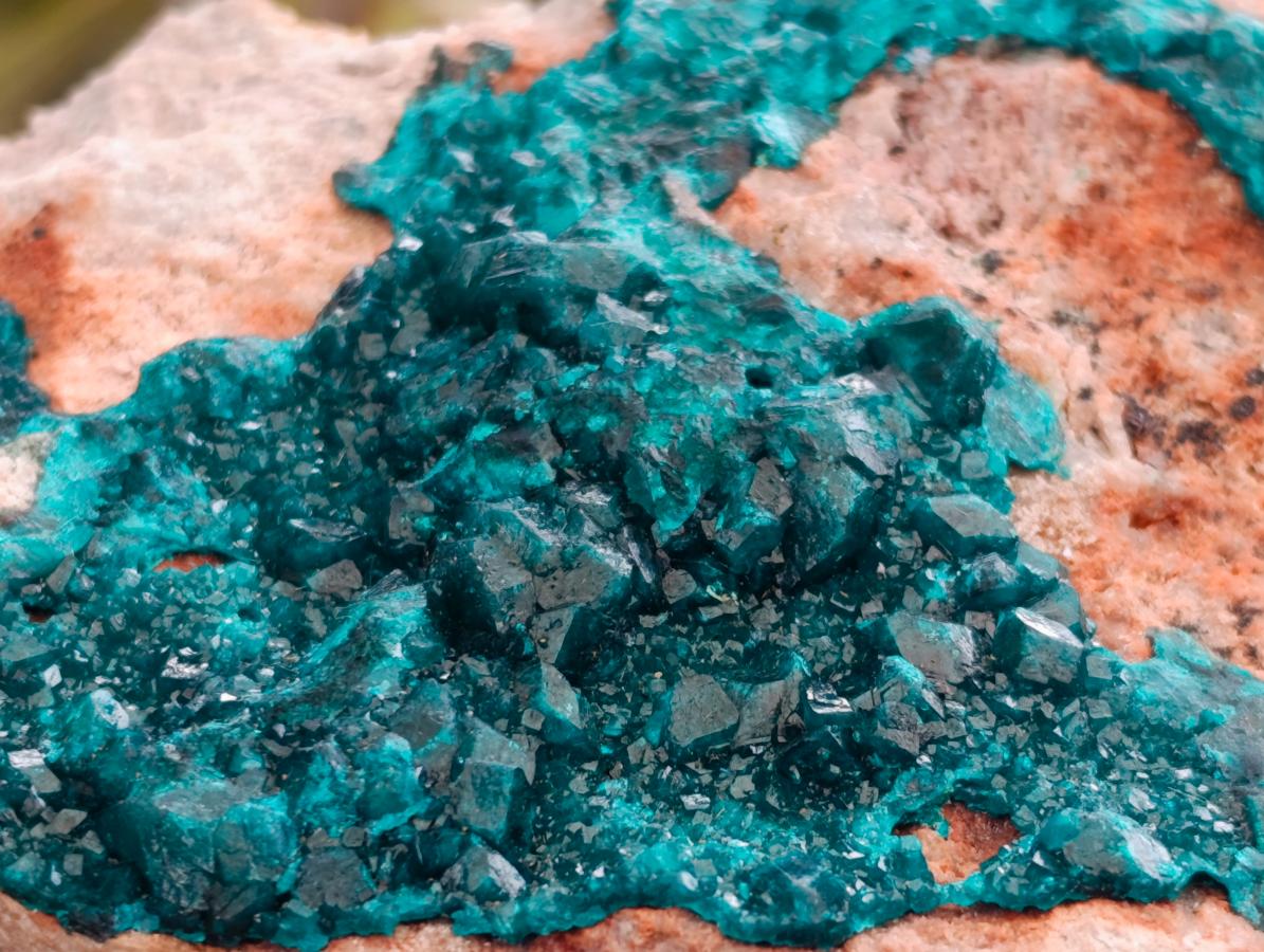 Natural Large Dioptase on Peach Dolomite Specimen x 1 From Tantara, Congo - Toprock Gemstones and Minerals 