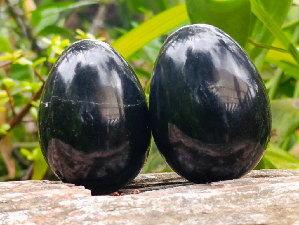 Polished Black Basalt Eggs x 12 From Madagascar - Toprock Gemstones and Minerals 