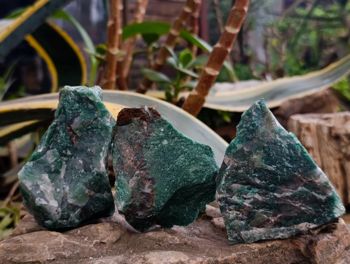 Natural Dark Green Swazi Jade Cobbed Specimens x 12 From Swaziland - Toprock Gemstones and Minerals 