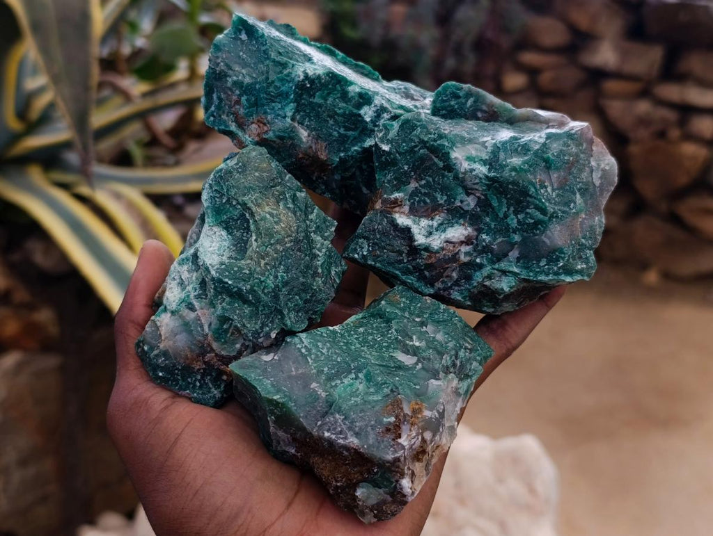 Natural Dark Green Swazi Jade Cobbed Specimens x 12 From Swaziland - Toprock Gemstones and Minerals 