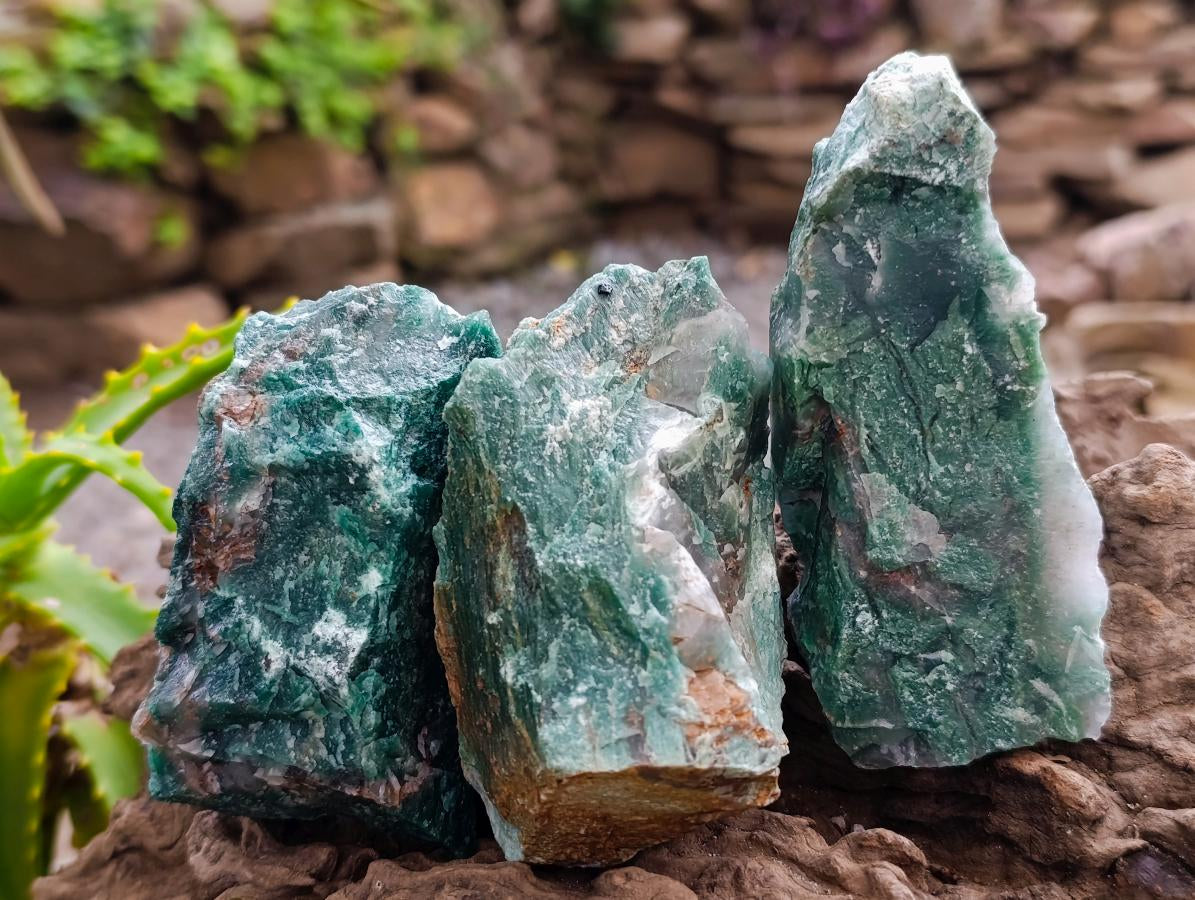 Natural Dark Green Swazi Jade Cobbed Specimens x 12 From Swaziland - Toprock Gemstones and Minerals 