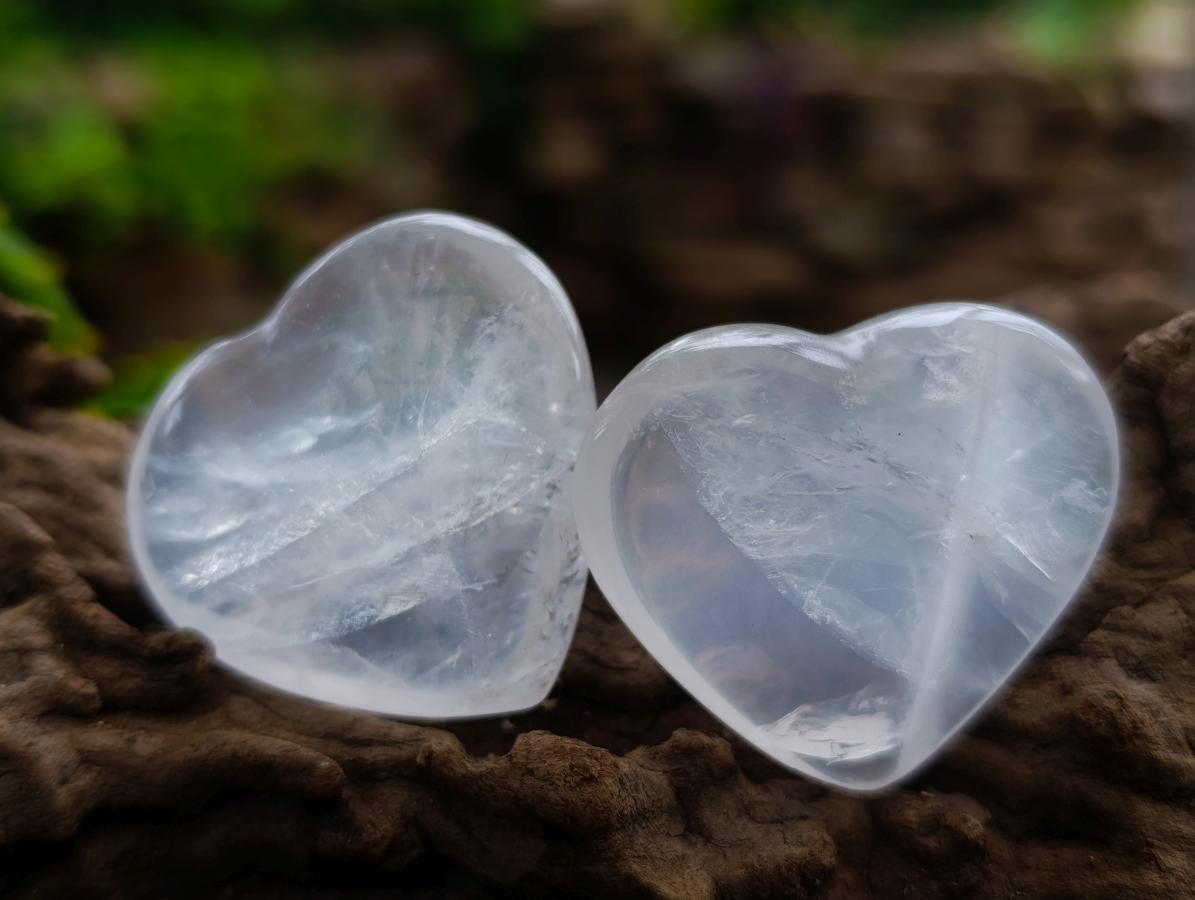 Polished Small Girasol Pearl Quartz Hearts x 35 From Ambatondrazaka, Madagascar - Toprock Gemstones and Minerals 
