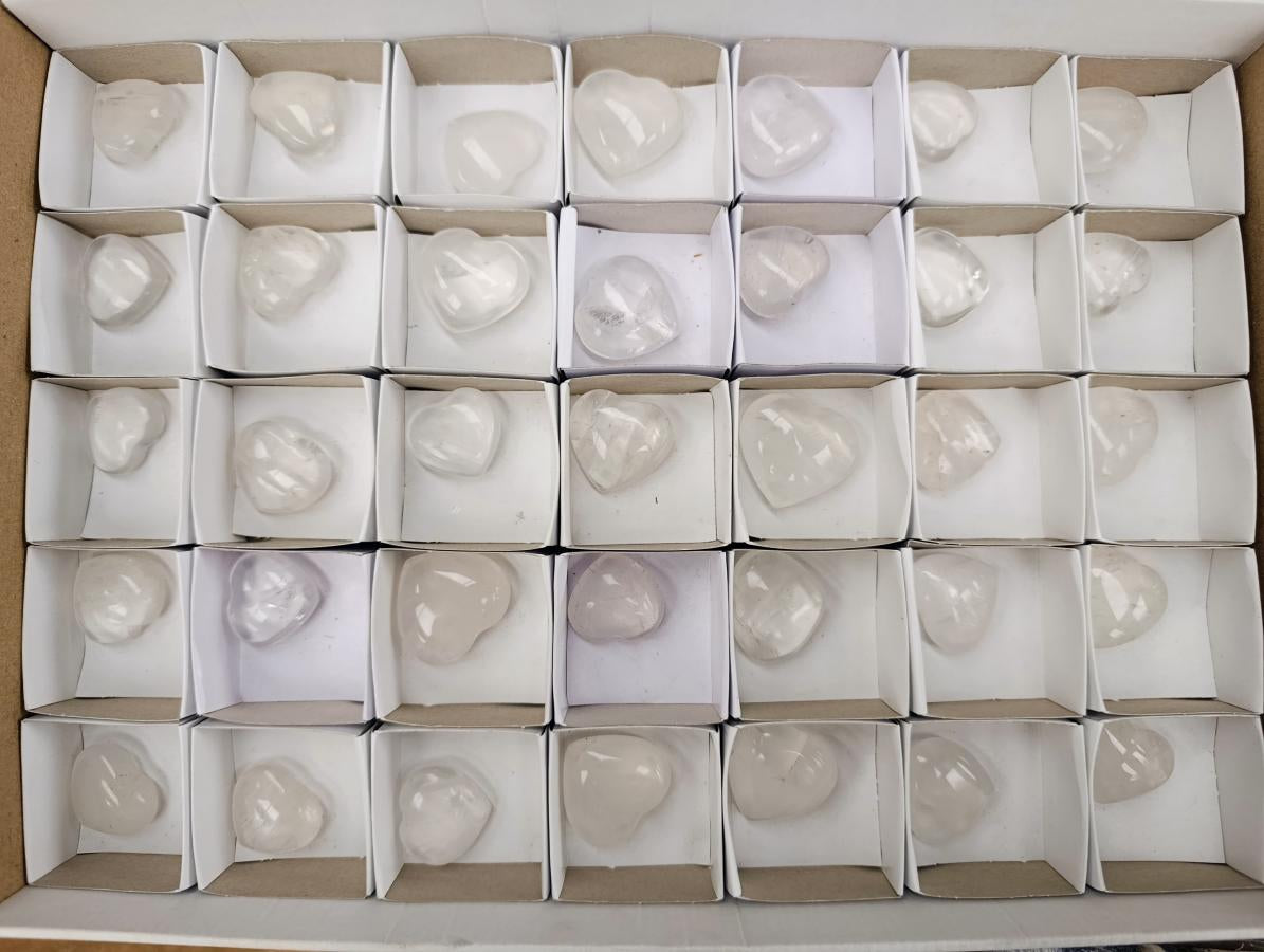 Polished Small Girasol Pearl Quartz Hearts x 35 From Ambatondrazaka, Madagascar - Toprock Gemstones and Minerals 