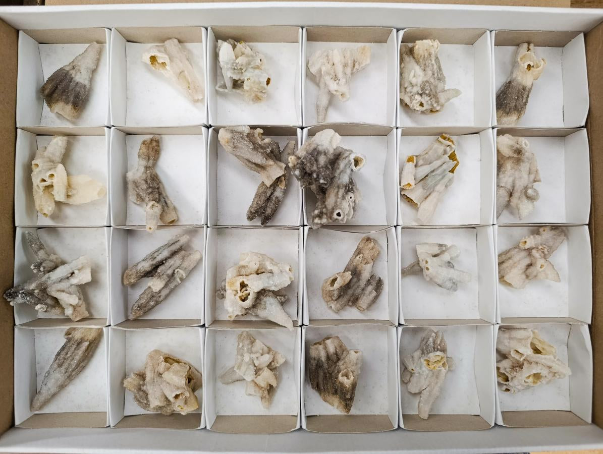 Natural Drusy Coated Calcite Pseudomorph Crystals and Clusters x 24 From Albert's Mountain, Lesotho