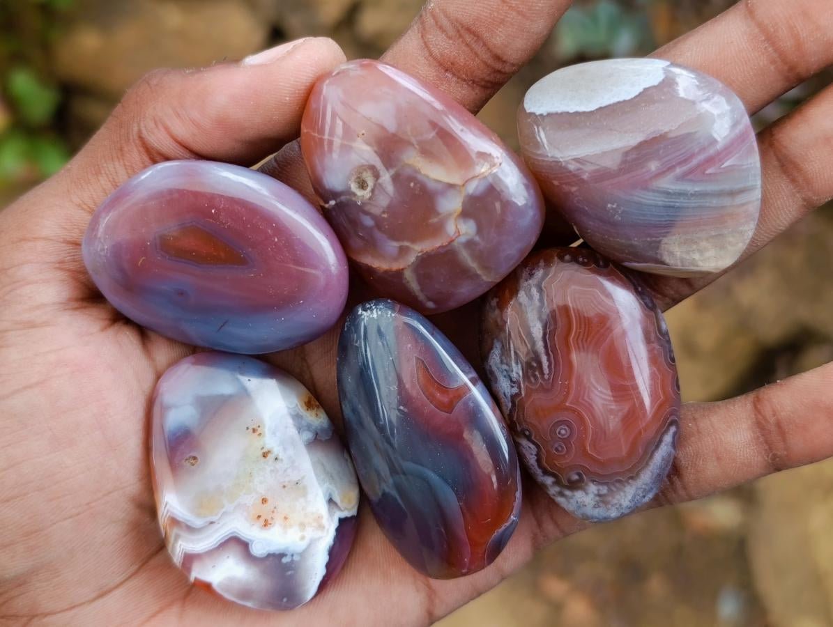 Polished Small Red Shashe River Agate Galet Free Forms x 70 From Shashe River, Zimbabwe - Toprock Gemstones and Minerals 