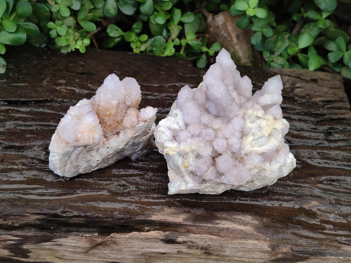 Natural Lilac Fairy Spirit Quartz Clusters x 2 From Boekenhouthoek, South Africa