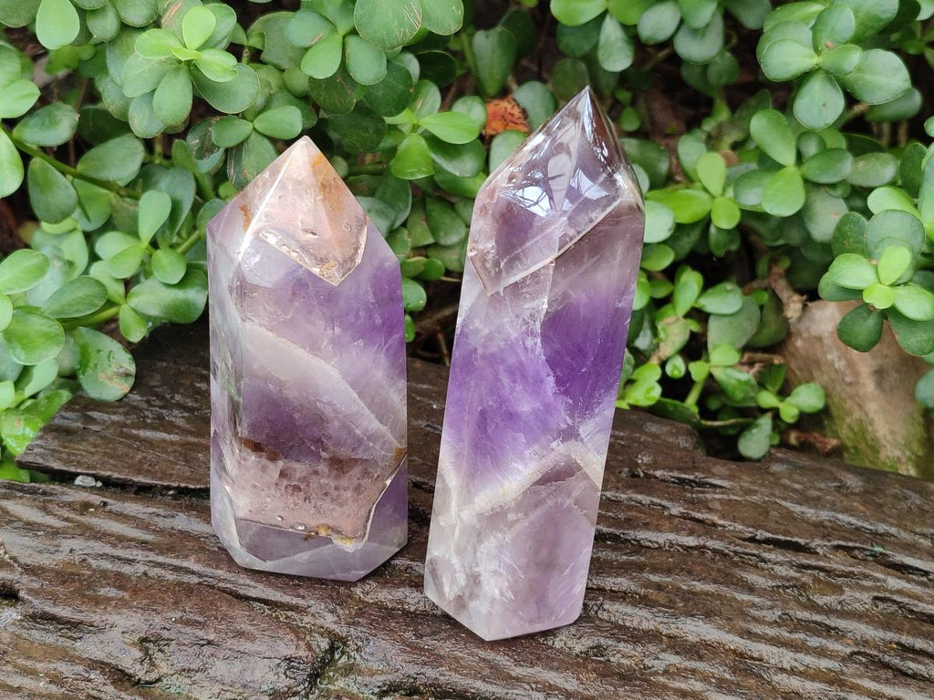 Polished Chevron Amethyst Crystals x 2 From Madagascar - Toprock Gemstones and Minerals 