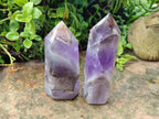 Polished Chevron Amethyst Crystals x 2 From Madagascar - Toprock Gemstones and Minerals 