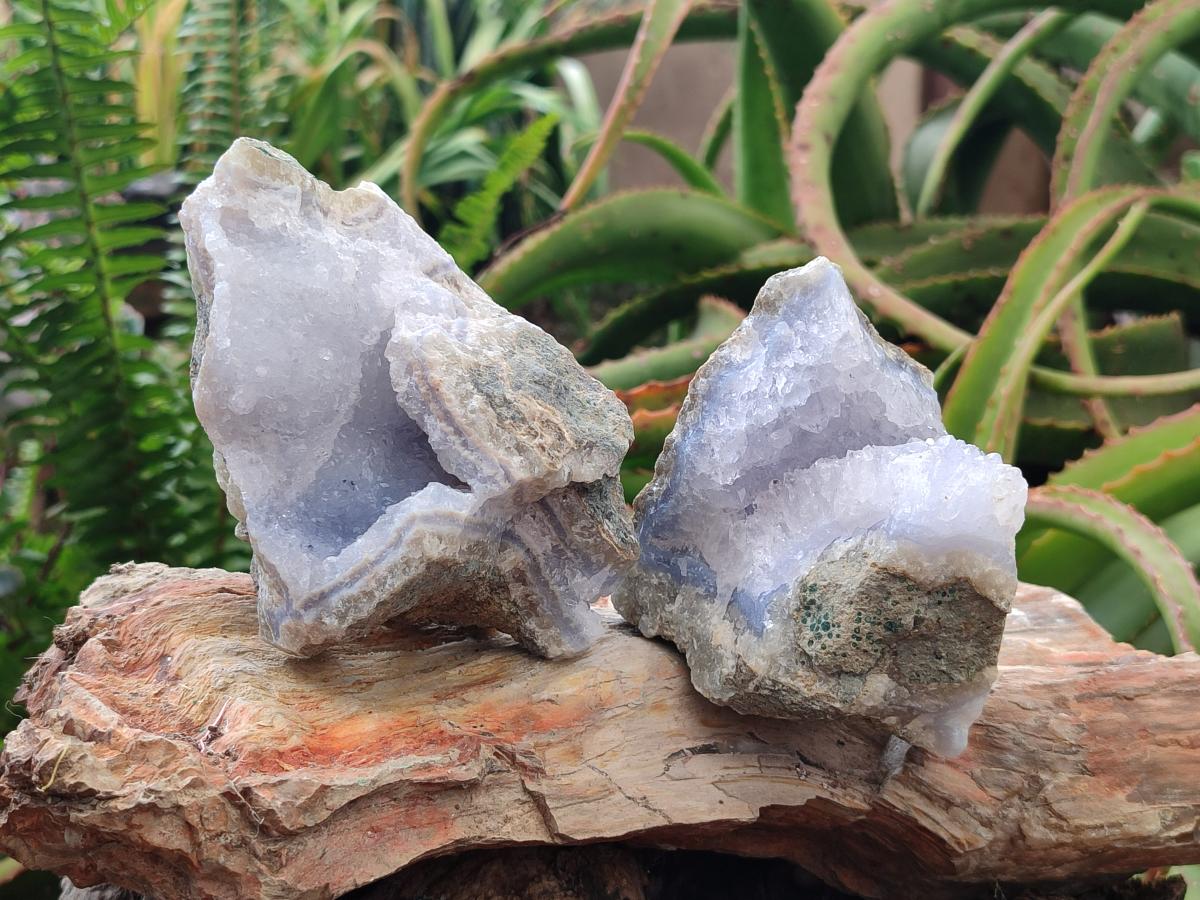 Natural Blue Lace Agate Geode and Cluster Specimens x 6 From Nsanje, Malawi
