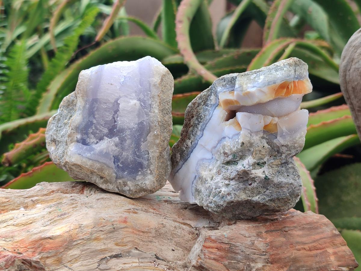 Natural Blue Lace Agate Geode and Cluster Specimens x 6 From Nsanje, Malawi