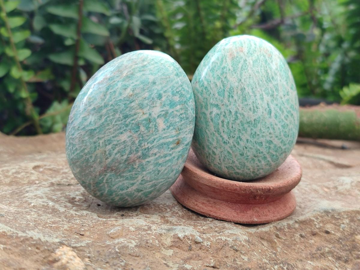 Polished Amazonite Palm Stones x 12 From Madagascar - Toprock Gemstones and Minerals 