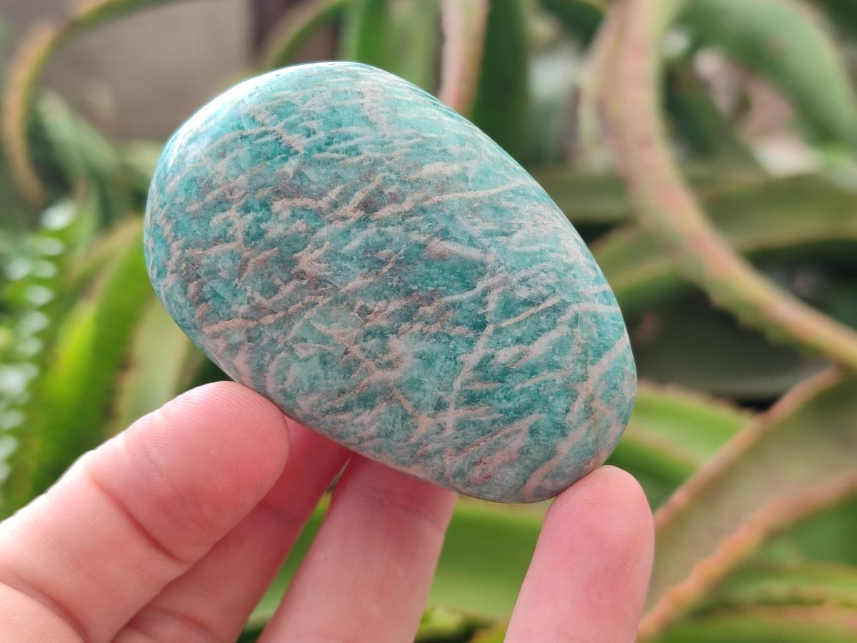 Polished Amazonite Palm Stones x 12 From Madagascar - Toprock Gemstones and Minerals 