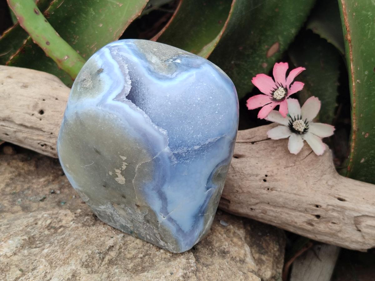 Polished Large Blue Lace Agate Standing Free Form x 1 From Nsanje, Malawi - Toprock Gemstones and Minerals 