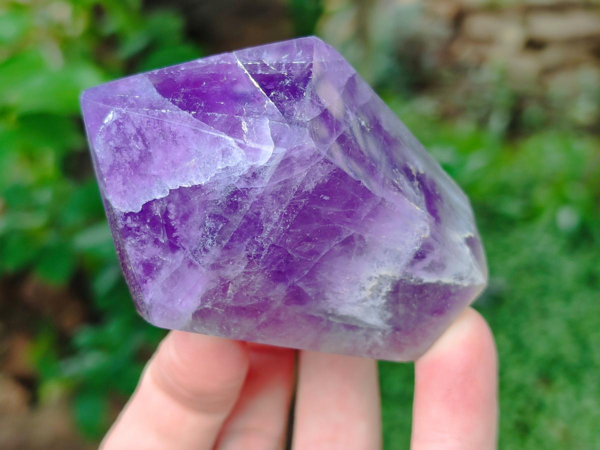 Polished Chevron Amethyst Crystals x 6 From Zambia - Toprock Gemstones and Minerals 