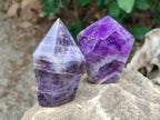 Polished Chevron Amethyst Crystals x 6 From Zambia - Toprock Gemstones and Minerals 