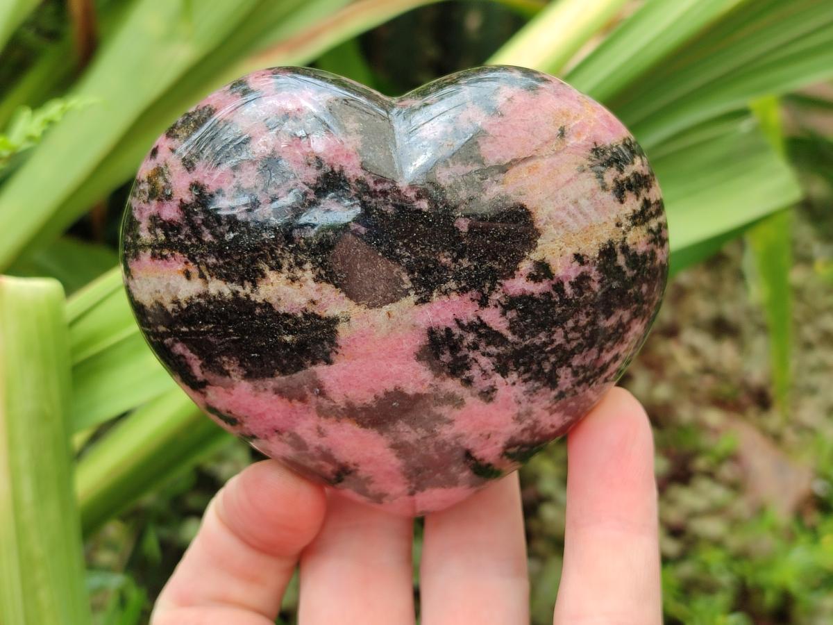 Polished Mixed Rhodonite Gemstone Spheres and Heart x 4 From Ambindavato, Madagascar