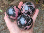 Polished Mixed Rhodonite Gemstone Spheres and Heart x 4 From Ambindavato, Madagascar