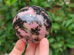 Polished Mixed Rhodonite Gemstone Spheres and Heart x 4 From Ambindavato, Madagascar