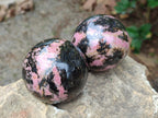 Polished Mixed Rhodonite Gemstone Spheres and Heart x 4 From Ambindavato, Madagascar