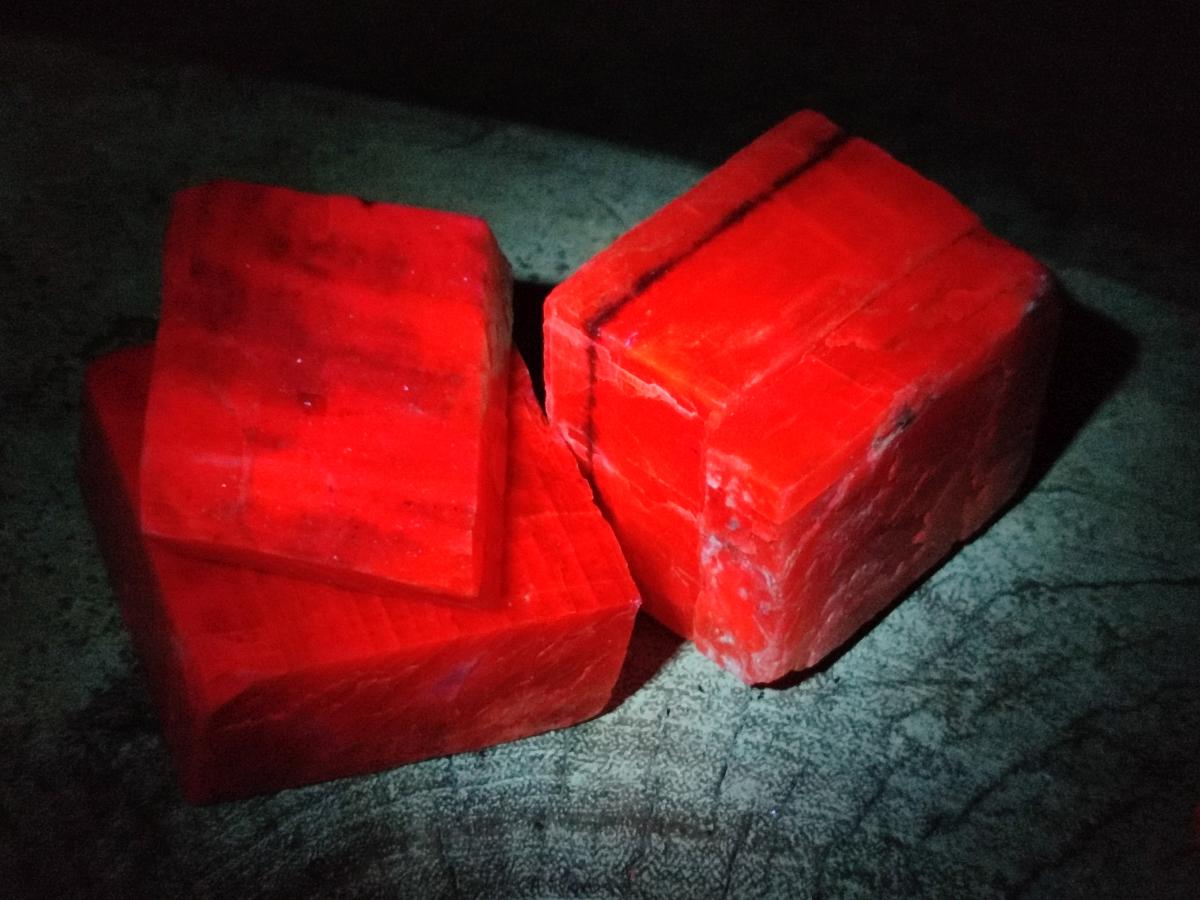 Natural Rhombohedral Sunset Orange Calcite Specimens x 12 From Spitzkop, Namibia