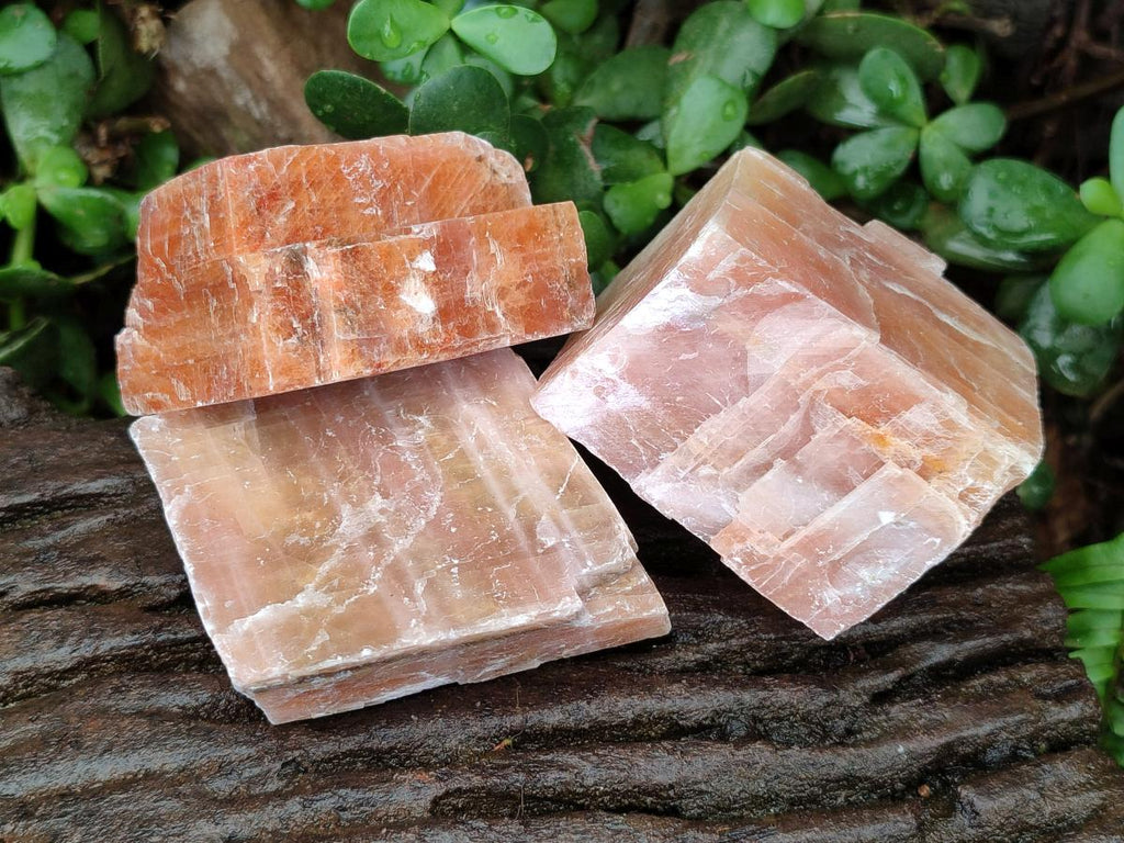 Natural Rhombohedral Sunset Orange Calcite Specimens x 12 From Spitzkop, Namibia - Toprock Gemstones and Minerals 