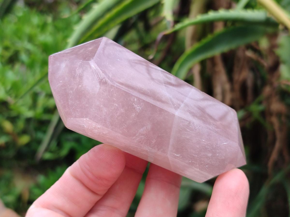 Polished Double Terminated Gemmy Rose Quartz Crystals x 12 From Madagascar