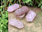 Polished Double Terminated Gemmy Rose Quartz Crystals x 12 From Madagascar
