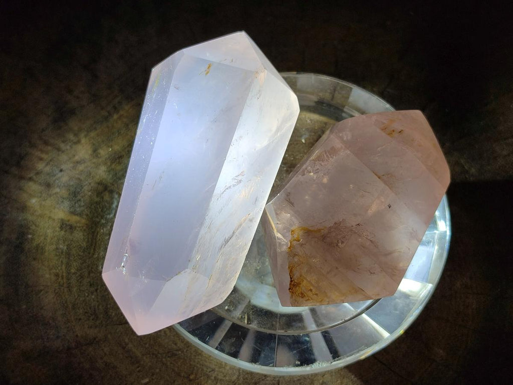 Polished Double Terminated Gemmy Rose Quartz Crystals x 12 From Madagascar