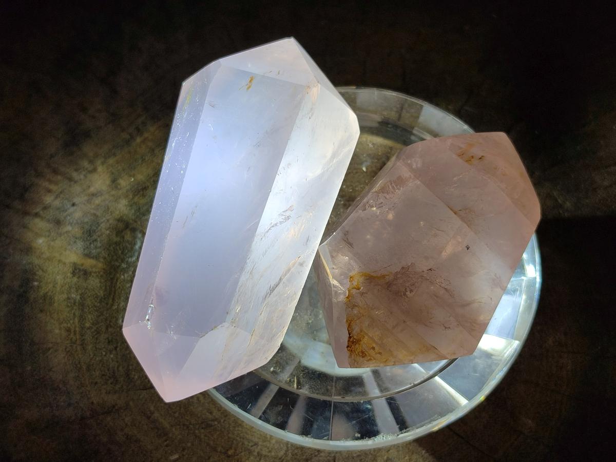 Polished Double Terminated Gemmy Rose Quartz Crystals x 12 From Madagascar