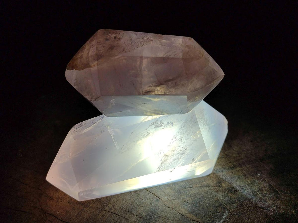 Polished Double Terminated Gemmy Rose Quartz Crystals x 12 From Madagascar