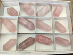 Polished Double Terminated Gemmy Rose Quartz Crystals x 12 From Madagascar