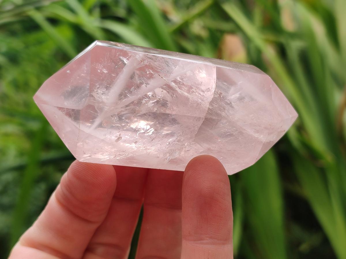 Polished Double Terminated Gemmy Rose Quartz Crystals x 12 From Madagascar