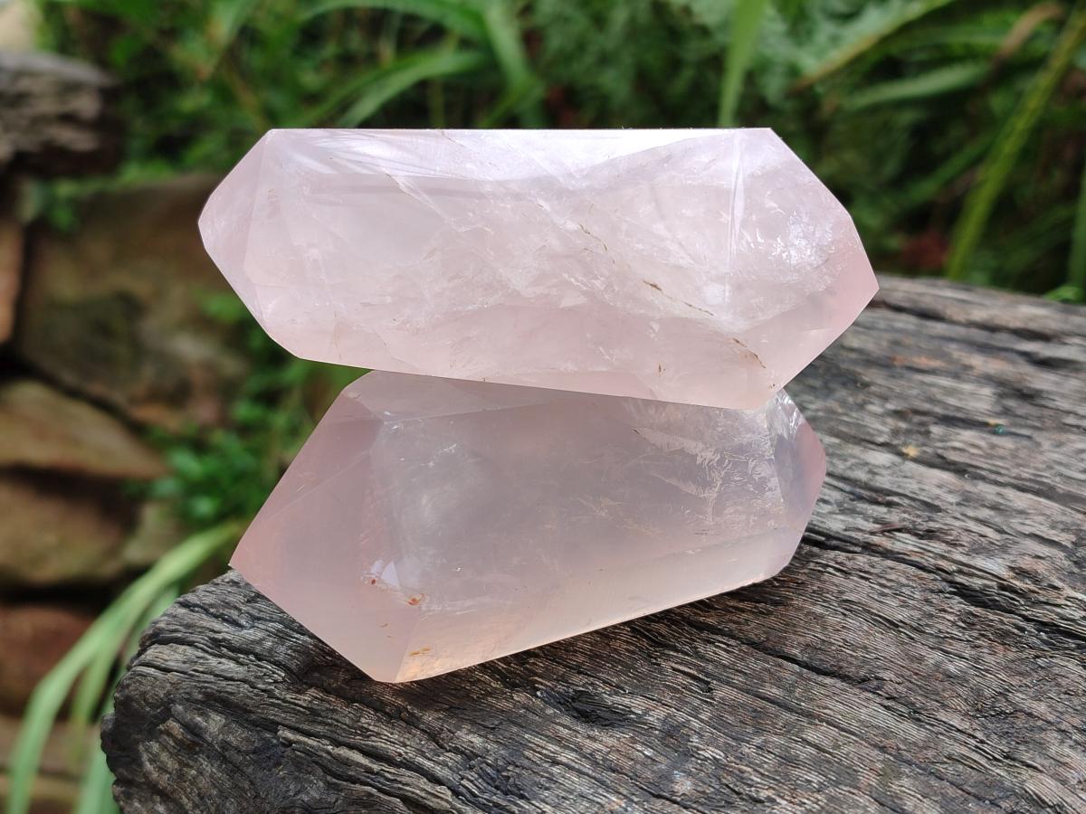 Polished Double Terminated Gemmy Rose Quartz Crystals x 12 From Madagascar