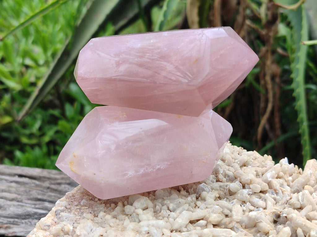 Polished Double Terminated Gemmy Rose Quartz Crystals x 12 From Madagascar
