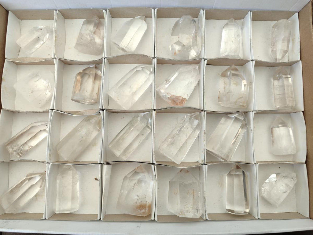 Polished Clear Quartz Display Crystals x 24 From Madagascar