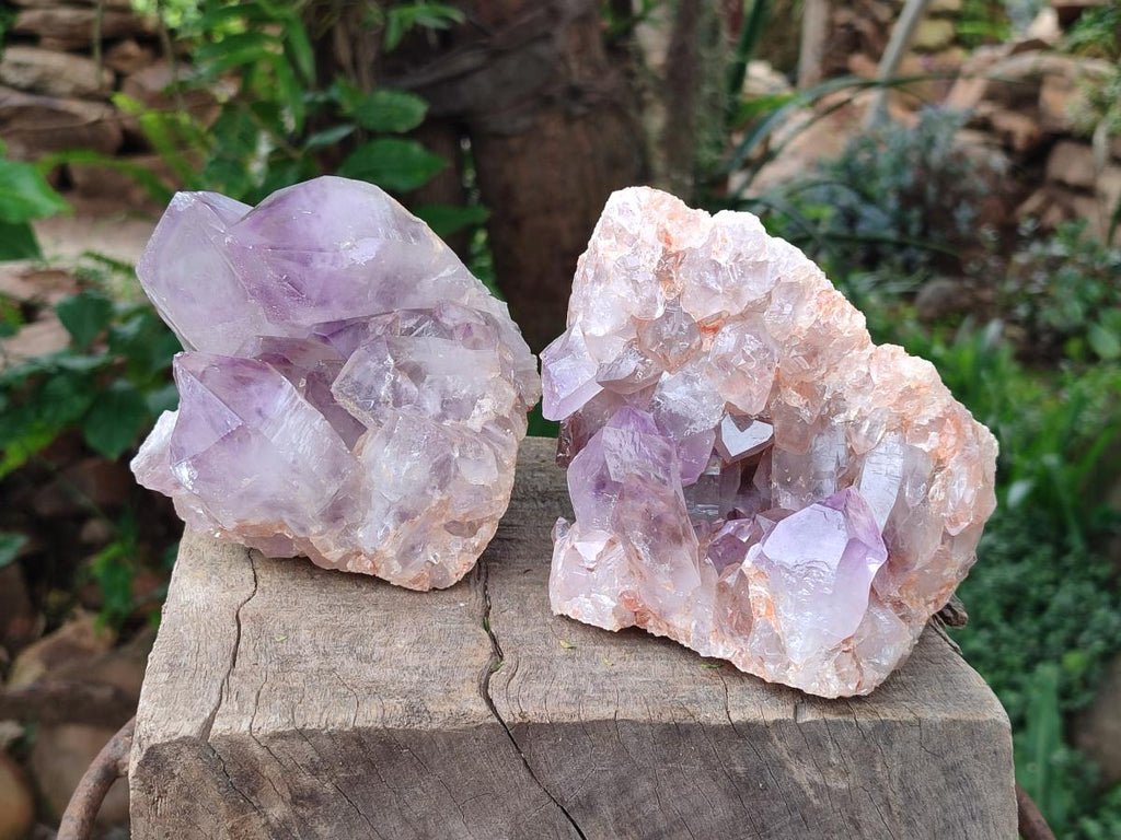 Natural Jacaranda Amethyst Crystal Clusters x 2 From Mumbwa, Zambia