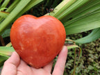 Polished Dark Orange Calcite Hearts x 2 From Madagascar