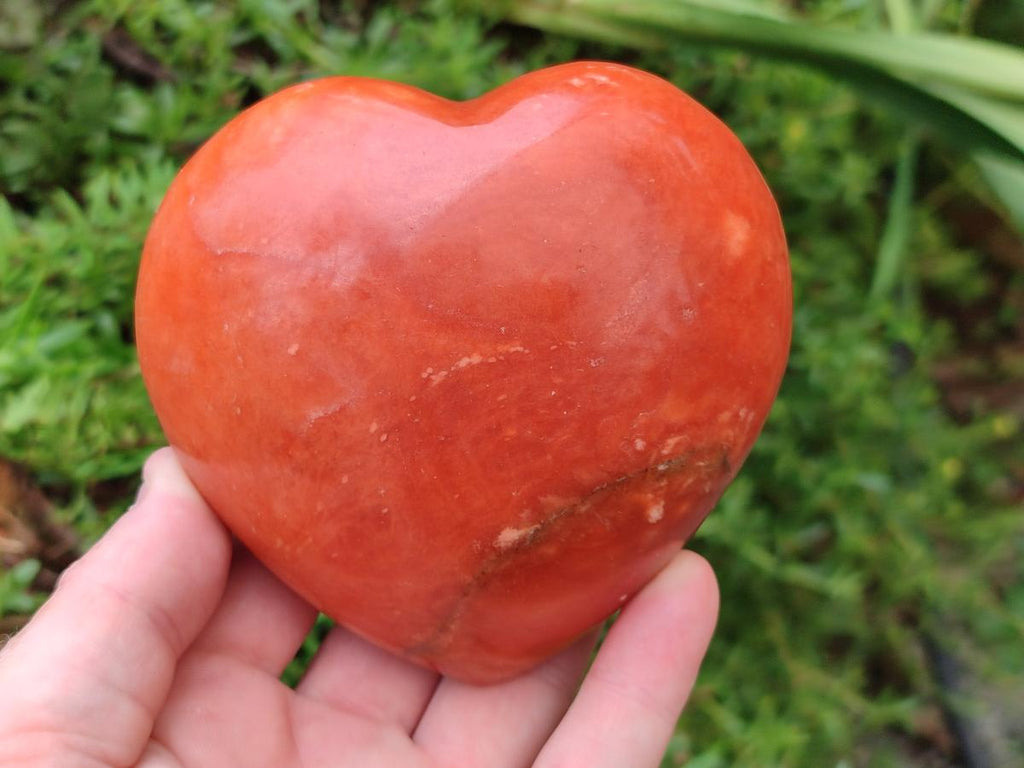 Polished Dark Orange Calcite Hearts x 2 From Madagascar