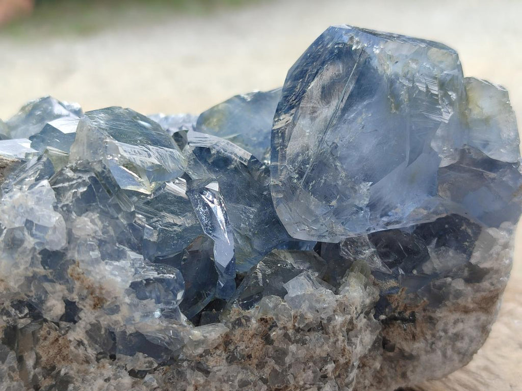 Natural Blue Celestite Cluster Specimens x 2 From Sakoany, Madagascar