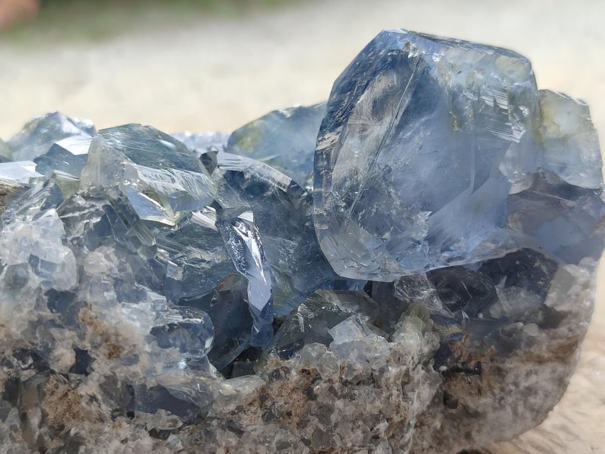 Natural Blue Celestite Cluster Specimens x 2 From Sakoany, Madagascar
