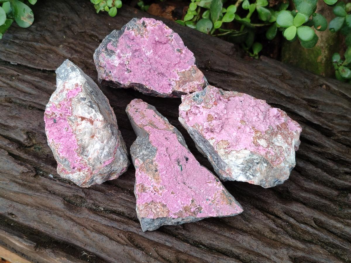 Natural Salrose Cobaltoan Dolomite Specimens x 4 From Kakanda, Congo