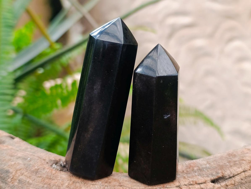 Polished Black Basalt Display Crystals x 12 From Madagascar