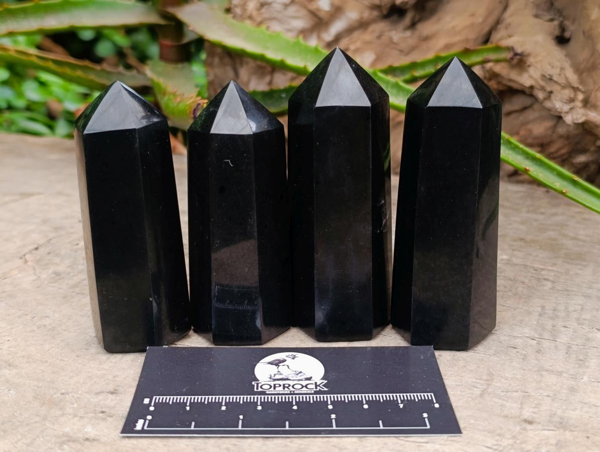 Polished Black Basalt Display Crystals x 12 From Madagascar