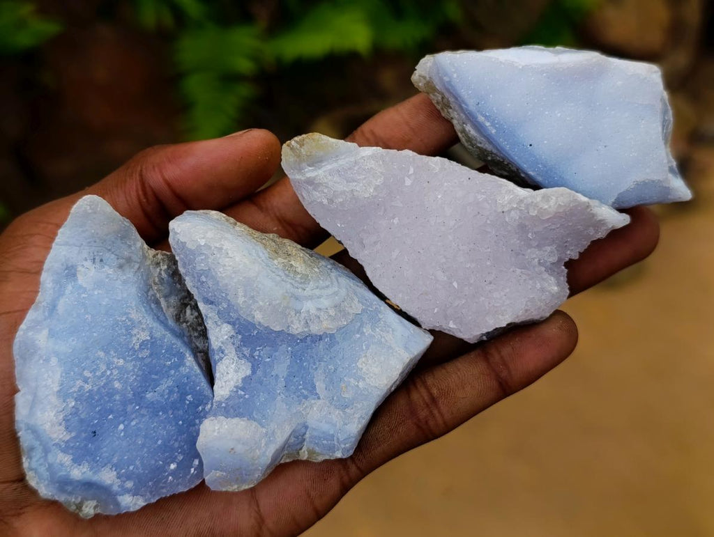 Natural Blue Lace Agate Geode and Cluster Specimens x 24 From Nsanje, Malawi