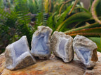 Natural Blue Lace Agate Geode and Cluster Specimens x 24 From Nsanje, Malawi