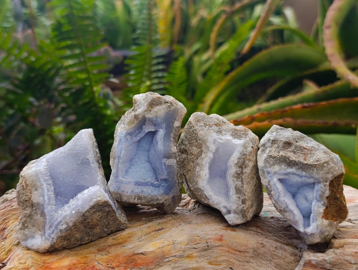 Natural Blue Lace Agate Geode and Cluster Specimens x 24 From Nsanje, Malawi